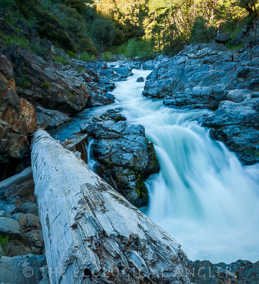 Deer Creek Lower Falls flows fast in a steep canyon