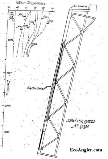 Diagram of shutter gate used to control water temperature on the Green River in Utah
