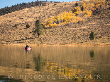 Fishing from a pontoon boat is best method to catch trout at Heenan.