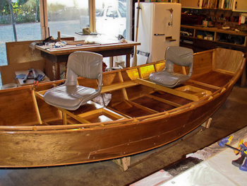 seats installed on drift boat