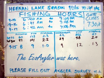 Fish counts per angler at Heenan Lake