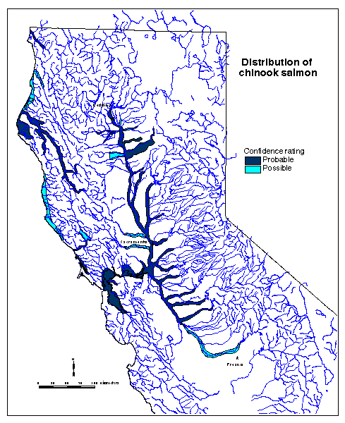 Distribution Map of California Chinook Salmon